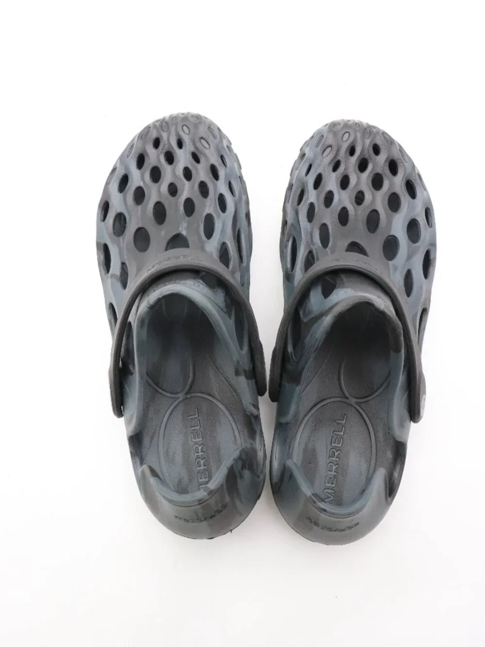 Merrell Hydro Moc Shoes Men's 7.5 Women's 9 Slip On Clog Black Blue Sandal